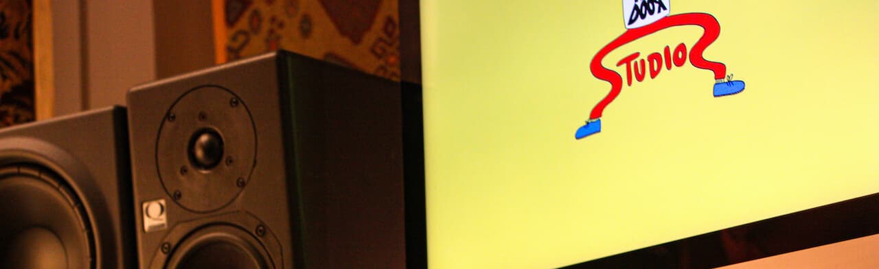 a computer showing the trapdoor studios logo